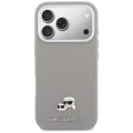 Etui Karl Lagerfeld Karl & Choupette Head Pins Saffiano MagSafe na iPhone 17 Pro Max - szare