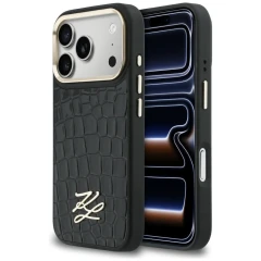 Etui Karl Lagerfeld Croco KL Script Logo MagSafe na iPhone 17 Pro Max - czarne