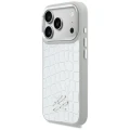 Etui Karl Lagerfeld Croco KL Script Logo MagSafe na iPhone 17 Pro Max - srebrne