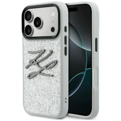 Etui Karl Lagerfeld IML Glitter KL Diamond Logo na iPhone 17 Pro Max - srebrne