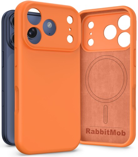 Etui RabbitMob do iPhone 17 Pro, Silikonowe PREMIUM, Case, do MagSafe - Pomarańczowe