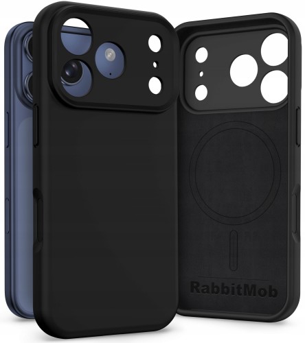 Etui RabbitMob do iPhone 17 Pro, Silikonowe PREMIUM, Case, do MagSafe - Czarne