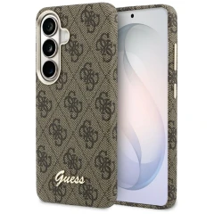 Etui Guess 4G Script MagSafe na Samsung Galaxy S26 - brązowe