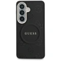 Etui Guess Saffiano Peony Embossed Ring MagSafe na Samsung Galaxy S26 - czarne