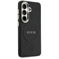 Etui Guess Saffiano Peony Embossed Ring MagSafe na Samsung Galaxy S26 - czarne