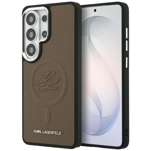 Etui Karl Lagerfeld Embossed Ring Initials MagSafe na Samsung Galaxy S26 Ultra - brązowe