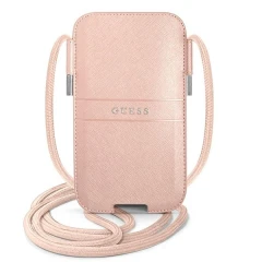 Torebka Guess Saffiano Strap 6.1'' - różowa