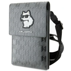 Torebka Karl Lagerfeld Saffiano Monogram Choupette - srebrna