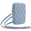 Torebka Guess Zip GCube Bottom Stripe na telefon - niebieska