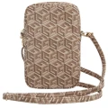 Torebka Guess Zip GCube Bottom Stripe na telefon - brązowa