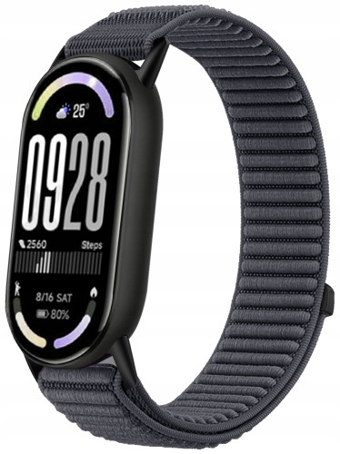 Pasek opaska RabbitMob do Xiaomi Mi Band 8/9/10, Oddychający, PREMIUM NYLON - Ciemnoszary