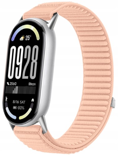 Pasek opaska RabbitMob do Xiaomi Mi Band 8/9/10, Oddychający, PREMIUM NYLON - Brzoskwiniowy