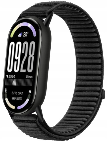 Pasek opaska RabbitMob do Xiaomi Mi Band 8/9/10, Oddychający, PREMIUM NYLON - Czarny