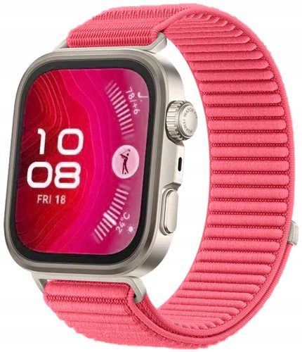 Pasek RabbitMob do Huawei Watch Fit 3/4/4 Pro, Oddychający, PREMIUM NYLON - Koralowy