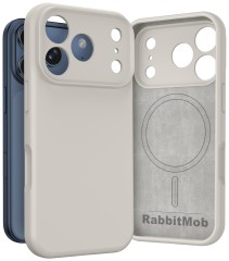 Etui RabbitMob do iPhone 17 Pro, Silikonowe PREMIUM, Case, do MagSafe - Beżowe