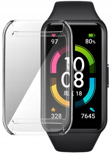 ETUI 2W1 Z OSŁONĄ NA EKRAN 360° DO SMARTBAND HUAWEI BAND 7 - BEZBARWNY