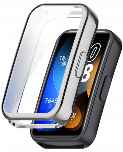 Pełne etui 360° RabbitMob Case 2w1 do Huawei Band 8/9/10 | Srebrny