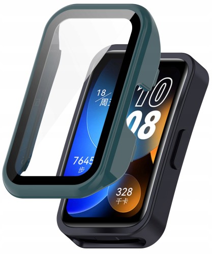 Etui ochronne + SZKŁO HARTOWANE 2w1 do Huawei Band 8/9/10 | Zielony