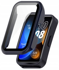 Etui ochronne + SZKŁO HARTOWANE 2w1 do Huawei Band 8/9/10 | Granatowy