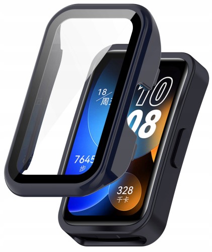 Etui ochronne + SZKŁO HARTOWANE 2w1 do Huawei Band 8/9/10 | Granatowy