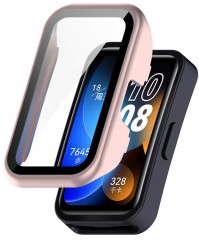 Etui ochronne + SZKŁO HARTOWANE 2w1 do Huawei Band 8/9/10 | Różowy matt