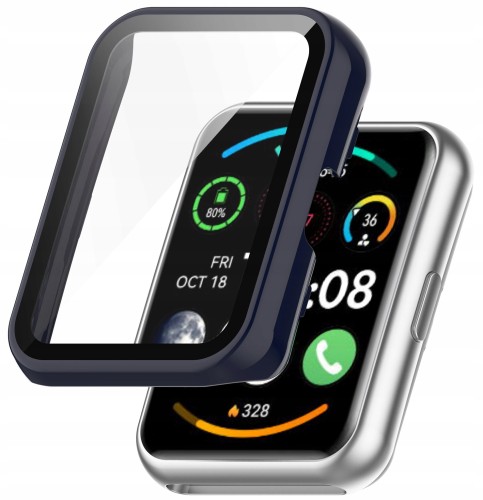 Etui ochronne + SZKŁO HARTOWANE 2w1 do Huawei Watch Fit 2 | Granatowy