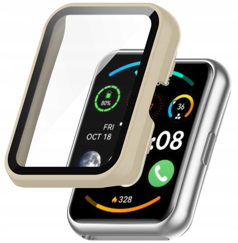 Etui ochronne + SZKŁO HARTOWANE 2w1 do Huawei Watch Fit 2 | Beżowy