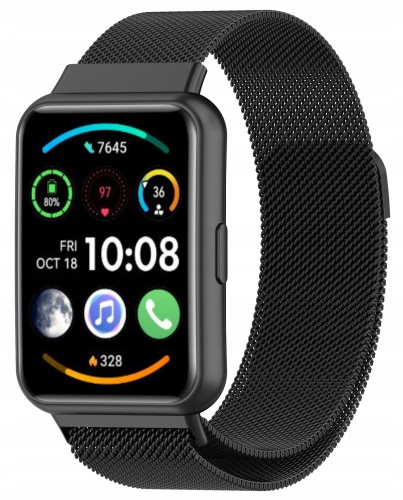 Bransoleta pasek Milanese RabbiMob do Huawei Watch Fit 2 | Czarny