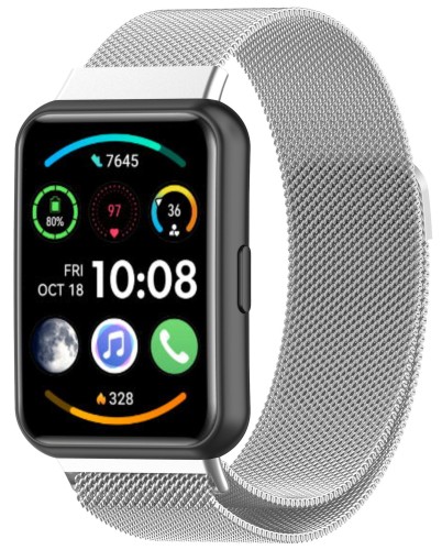 Bransoleta pasek Milanese RabbiMob do Huawei Watch Fit 2 | Srebrny