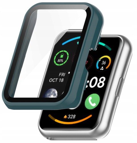 Etui ochronne + SZKŁO HARTOWANE 2w1 do Huawei Watch Fit 2 | Zielone