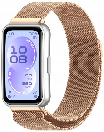 Bransoleta pasek Milanese RabbiMob do Huawei Band 11/11 Pro | Różowe złoto