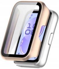 Etui ochronne + SZKŁO HARTOWANE 2w1 do Huawei Band 11 | Różowy Mat