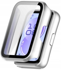 Etui ochronne + SZKŁO HARTOWANE 2w1 do Huawei Band 11 | Srebrny Mat
