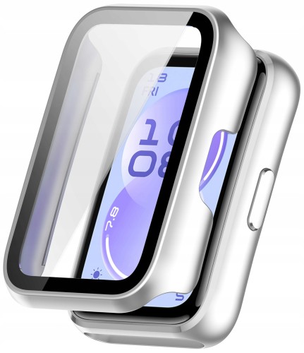 Etui ochronne + SZKŁO HARTOWANE 2w1 do Huawei Band 11 | Srebrny Mat