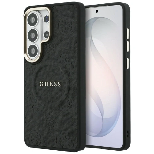 Etui Guess Saffiano Peony Embossed Ring MagSafe na Samsung Galaxy S26 Ultra - czarne