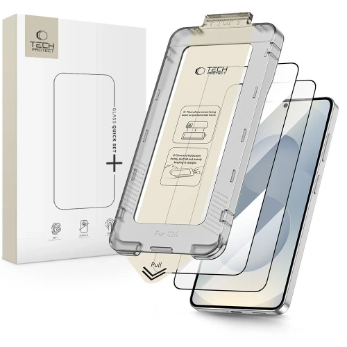 Szkło hartowane Tech-Protect Quick Set+ 2-Pack na Samsung Galaxy S26 - czarne