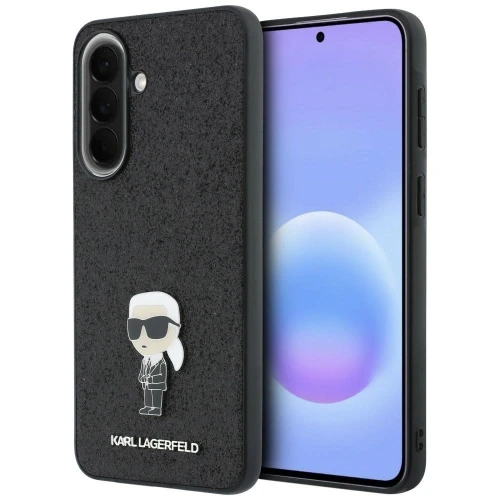 Etui Karl Lagerfeld Fixed Glitter Ikonik Logo Metal Pin na Samsung Galaxy A37 5G - czarne