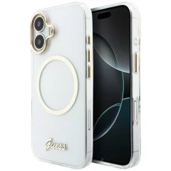 Etui Guess IML Script Metal MagSafe na iPhone 17 - przezroczyste