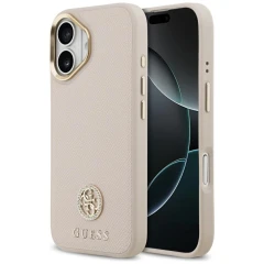 Etui Guess Grained Strass Logo MagSafe na iPhone 17 - różowe