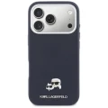 Etui Karl Lagerfeld Karl & Choupette Head Pins Saffiano MagSafe na iPhone 17 Pro - niebieskie