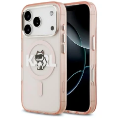 Etui Karl Lagerfeld IML Choupette Sketch Logo MagSafe na iPhone 17 Pro - różowe