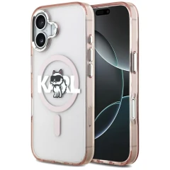 Etui Karl Lagerfeld IML Choupette Sketch Logo MagSafe na iPhone 17 - różowe