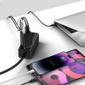 Szybka ładowarka sieciowa GaN 2xUSB C 1xUSB 65W Baseus GaN5 Pro + kabel USB C - USB C 100W - czarna
