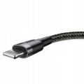 Kabel Baseus Cafule USB-A / Lightning 2.4A QC 3.0 1m - Czarno-szary