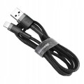 Kabel Baseus Cafule USB-A / Lightning 2.4A QC 3.0 0.5m - Czarno-szary