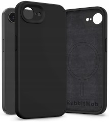 Etui RabbitMob do iPhone 16e / 17e, Silikonowe PREMIUM, Case, do MagSafe | Czarny