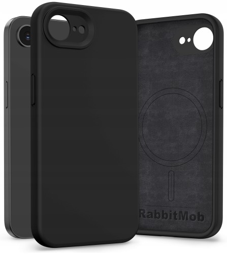 Etui RabbitMob do iPhone 16e / 17e, Silikonowe PREMIUM, Case, do MagSafe | Czarny