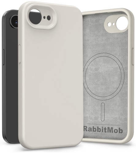 Etui RabbitMob do iPhone 16e / 17e, Silikonowe PREMIUM, Case, do MagSafe | Beżowy