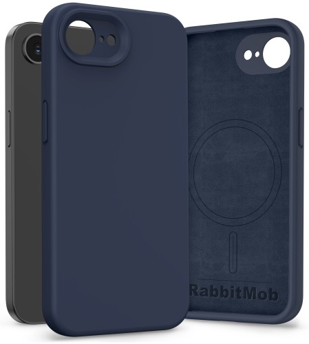 Etui RabbitMob do iPhone 16e / 17e, Silikonowe PREMIUM, Case, do MagSafe | Granatowy