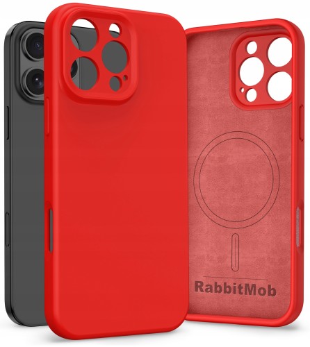 Etui RabbitMob do iPhone 16 Pro, Silikonowe PREMIUM, Case, do MagSafe | Czerwony